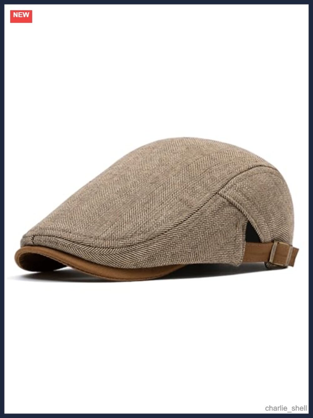 Men's Cotton Newsboy Cap Herringbone Tweed Flat Hat Adjustable Ivy Cabbie